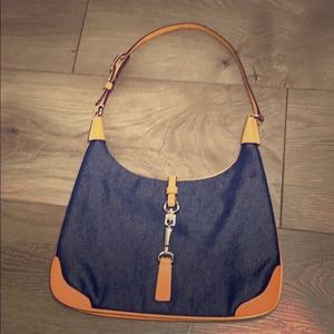 Coach purse denim and leather coach bag